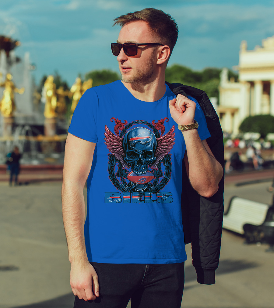 Buffalo Bills Skull With Wings And Chains T-Shirt