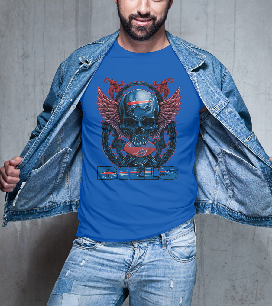 Buffalo Bills Skull With Wings And Chains T-Shirt