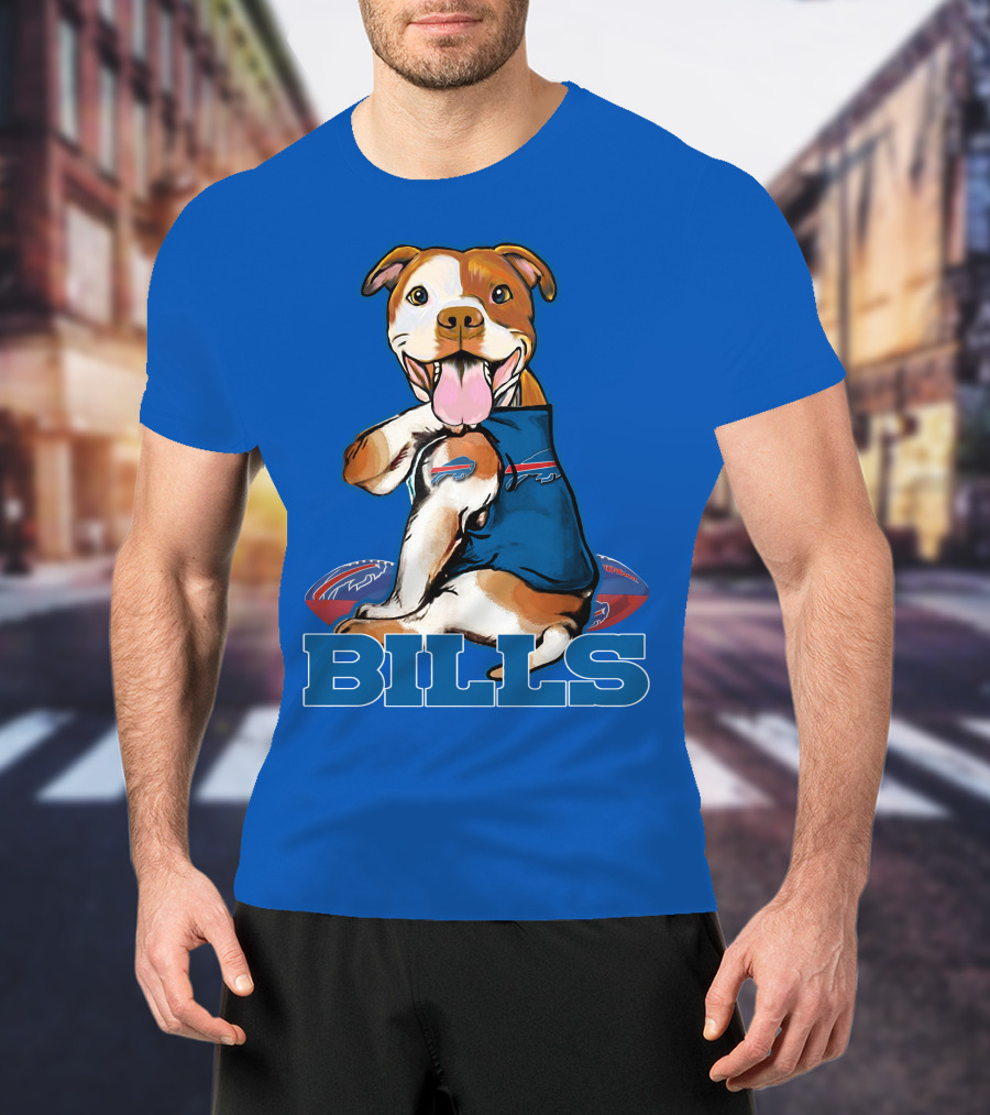 Buffalo Bills Pitbull With Footballs And Team T-Shirt