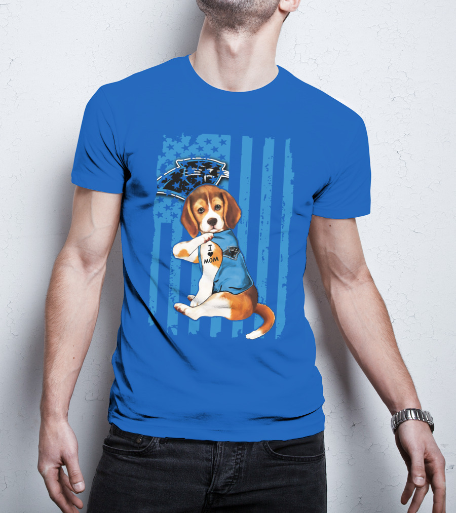 Beagle I Love Mom Carolina Panthers NFL Puppy Fan T-Shirt