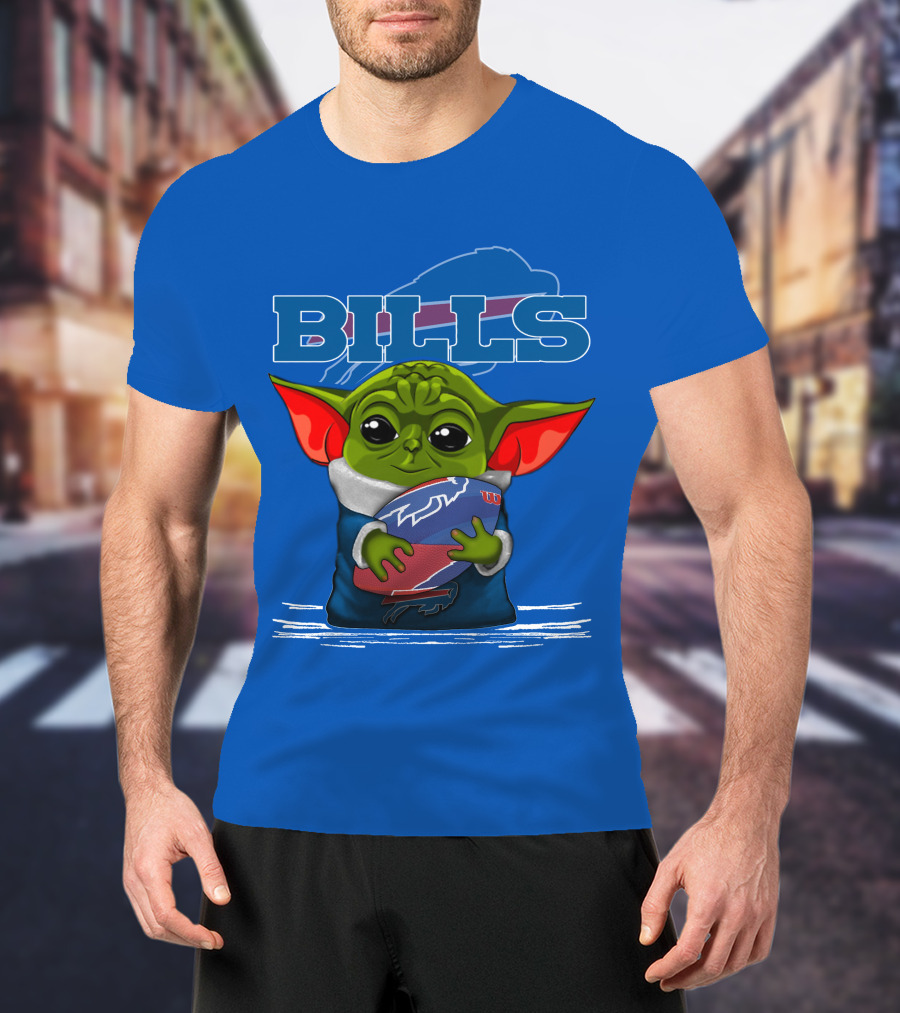 Yoda Buffalo Bills Fan Holding Football T-Shirt