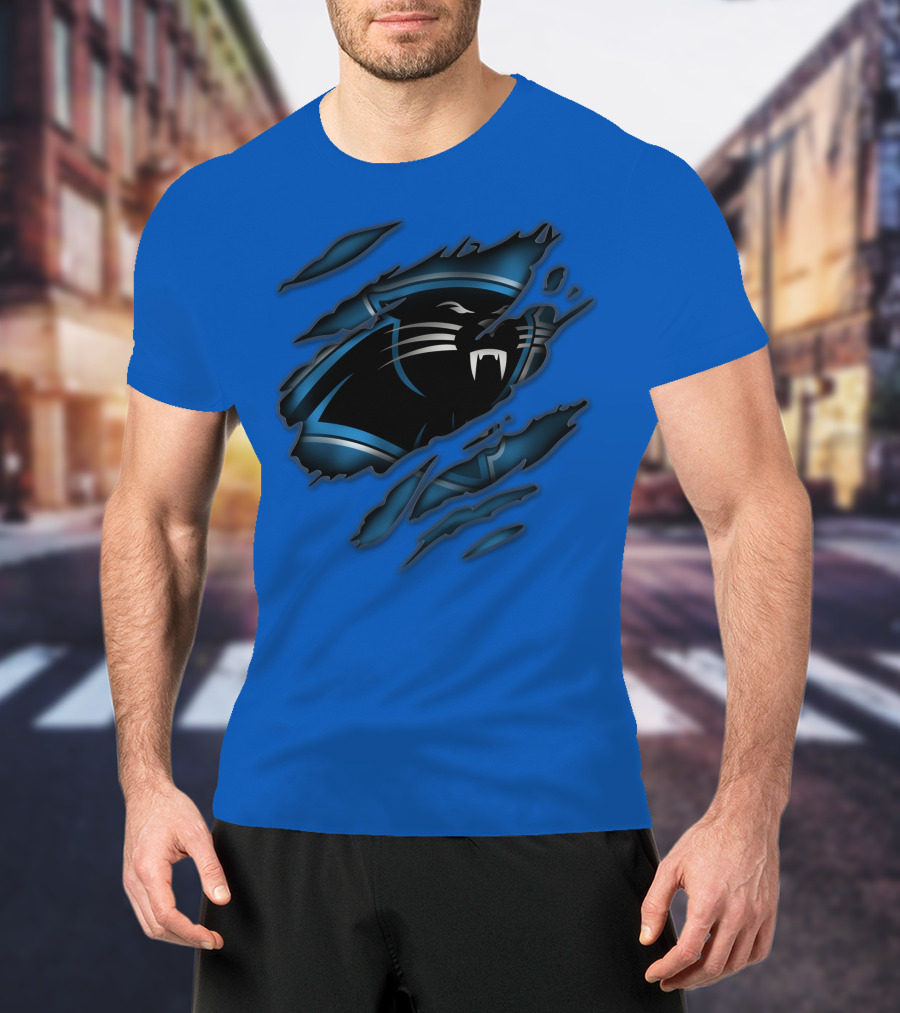 Carolina Panthers Logo Claw Marks Blue T-Shirt