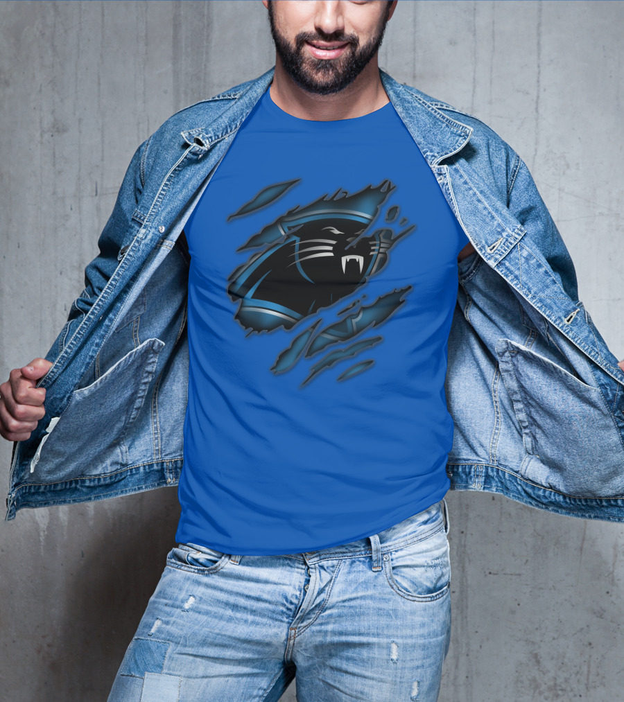 Carolina Panthers Logo Claw Marks Blue T-Shirt