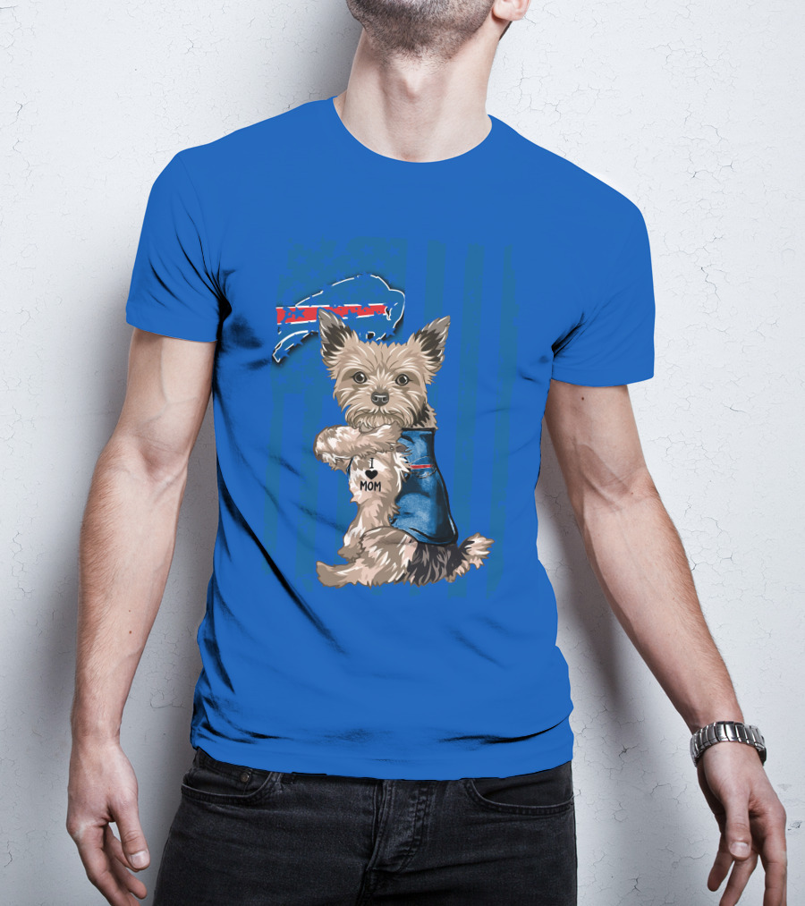 Yorkshire Terrier I Love Mom Buffalo Bills Fan T-Shirt