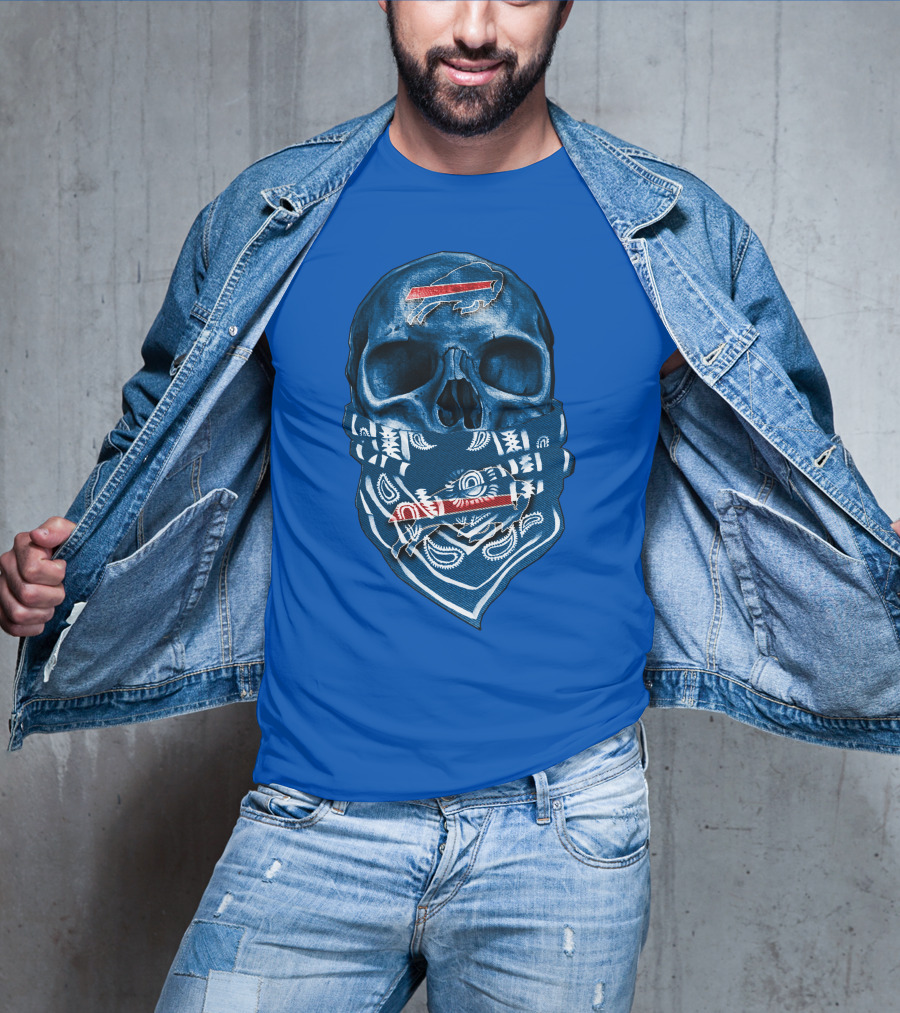 Buffalo Bills Skull With Bandana T-Shirt