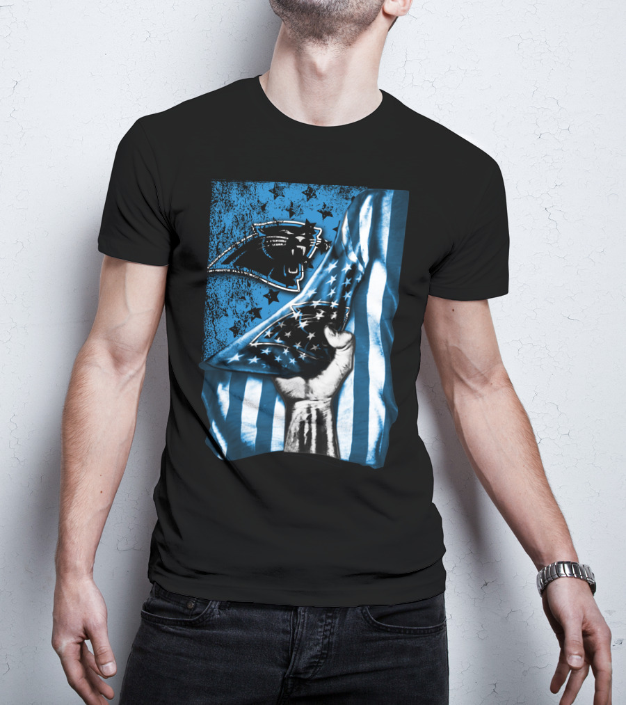 Flag V1 Carolina Panthers Stars And Stripes Fist T-Shirt