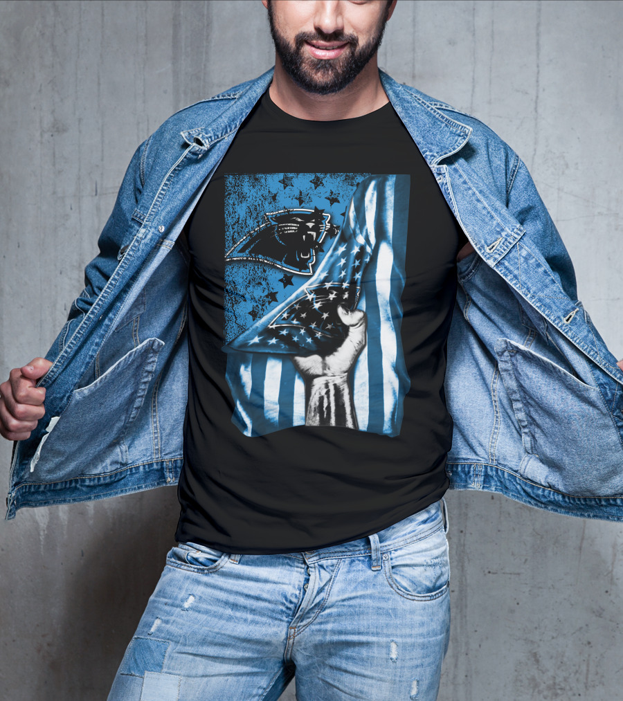 Flag V1 Carolina Panthers Stars And Stripes Fist T-Shirt