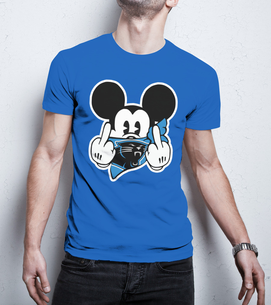 Carolina Panthers 45 Mickey Mouse Middle Finger T-Shirt