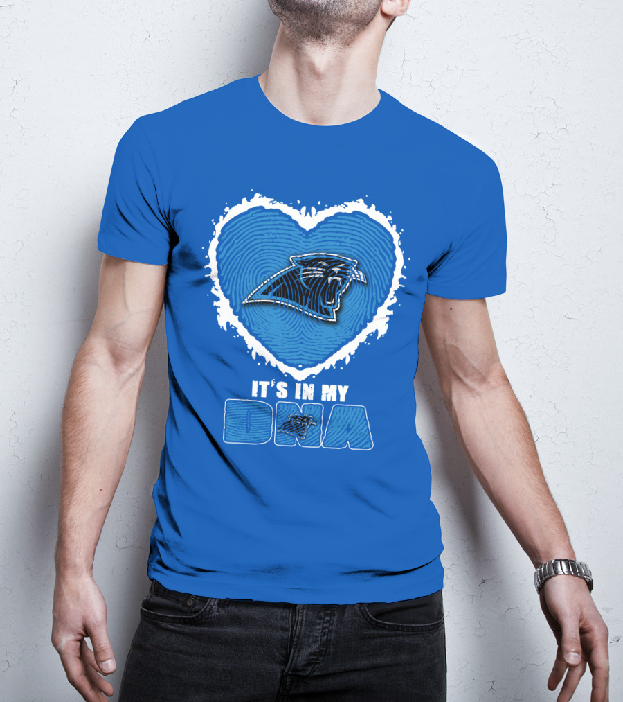 Carolina Panthers It's In My Dna Heart Fingerprint T-Shirt