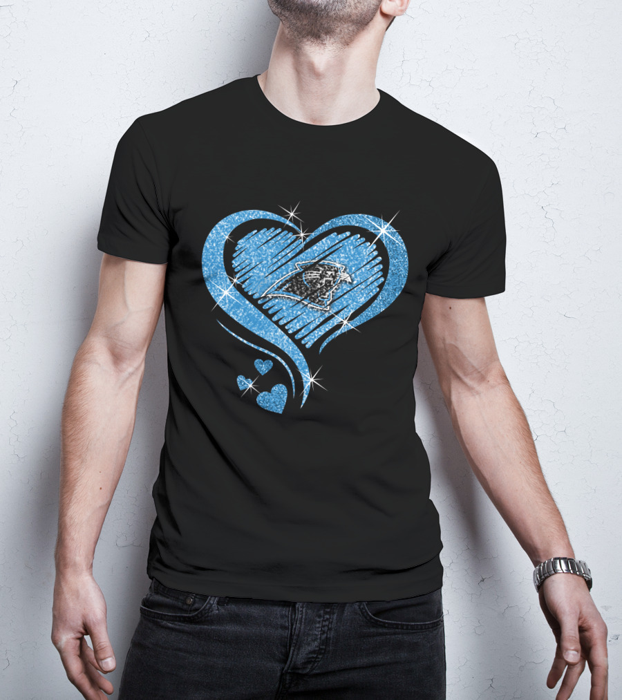 Heart Diamond Sparkle Carolina Panthers Fan Love T-Shirt