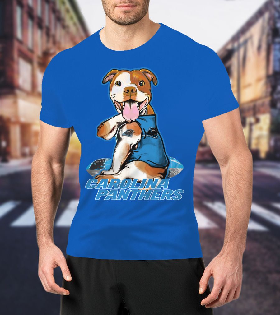 Carolina Panthers Pitbull Team Spirit With Football And Tattooed Jersey T-Shirt