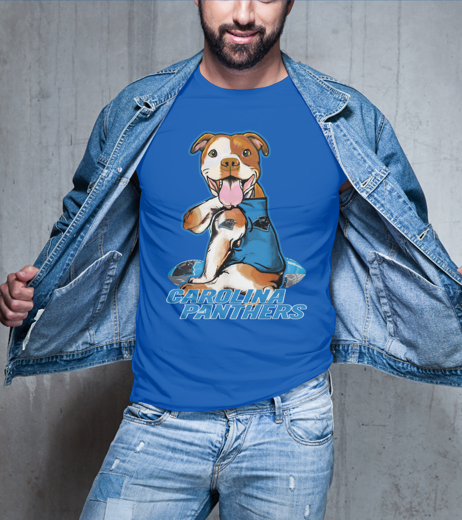 Carolina Panthers Pitbull Team Spirit With Football And Tattooed Jersey T-Shirt