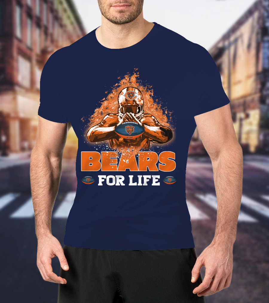 Bears For Life Chicago Bears Football Flames T-Shirt