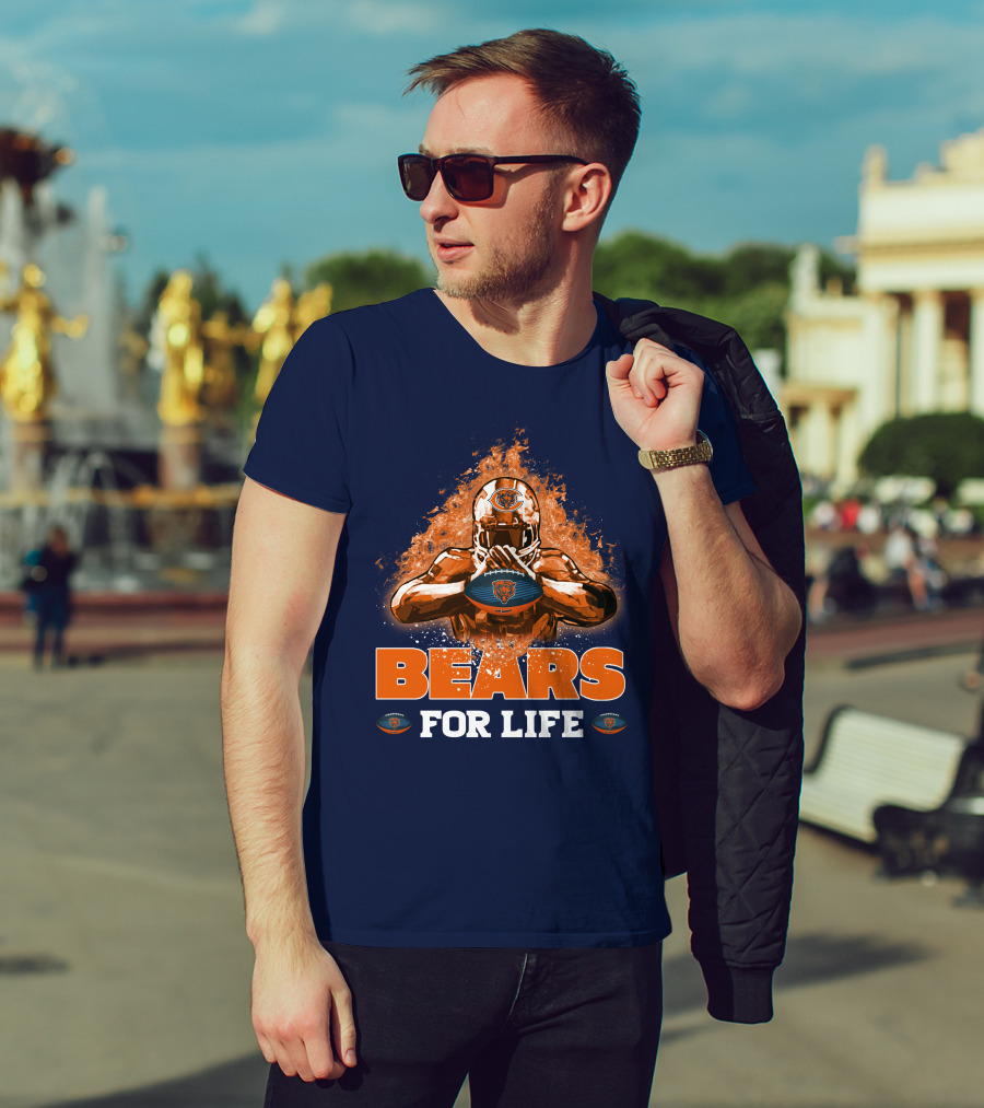 Bears For Life Chicago Bears Football Flames T-Shirt