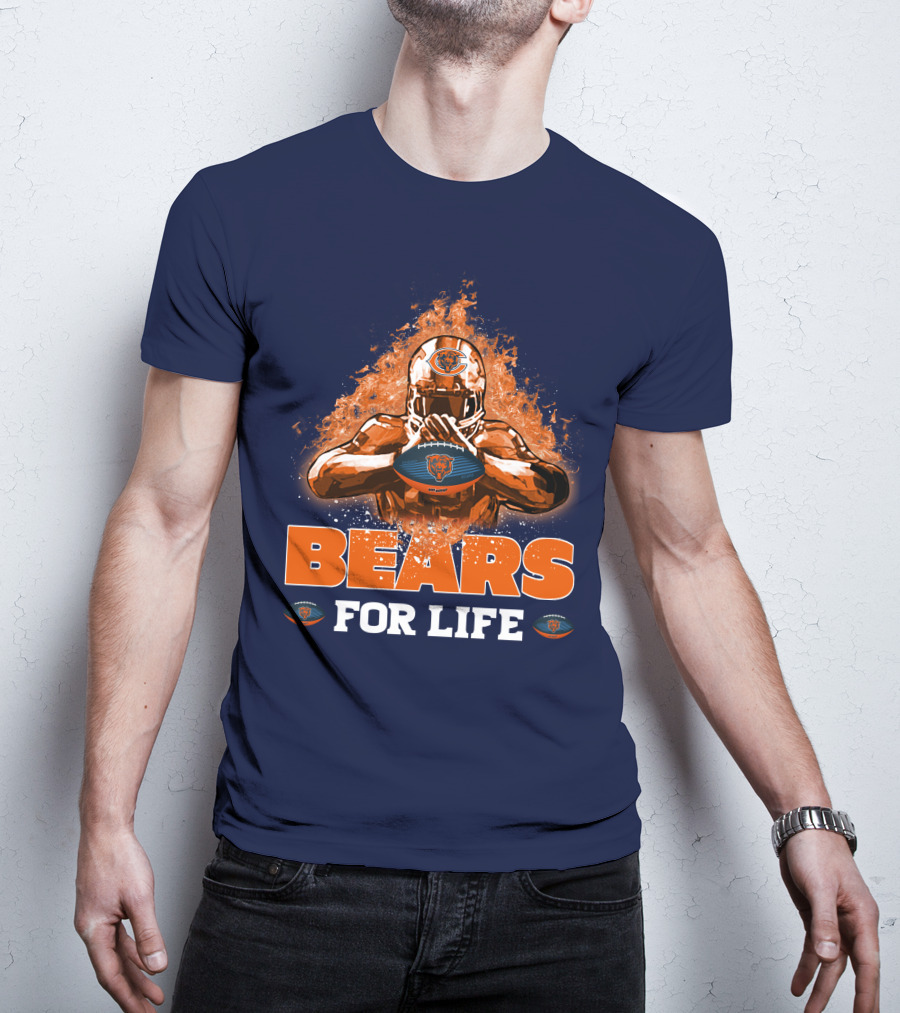 Bears For Life Chicago Bears Football Flames T-Shirt