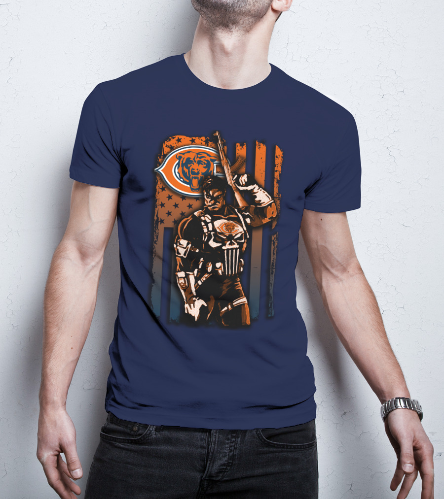 Chicago Bears Punisher Style Football T-Shirt