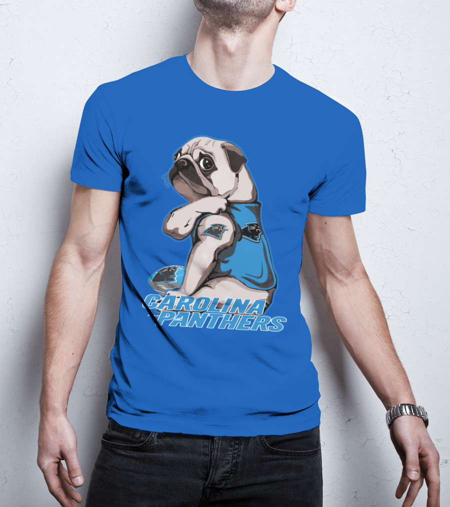 Carolina Panthers Pug With Team T-Shirt
