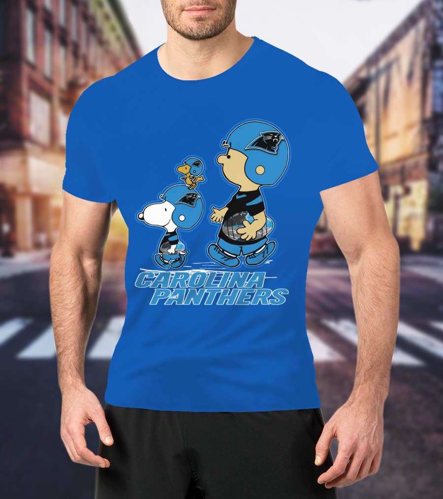 Snpfootball CAROLINA PANTHERS Peanuts Characters Blue Helmet T-Shirt