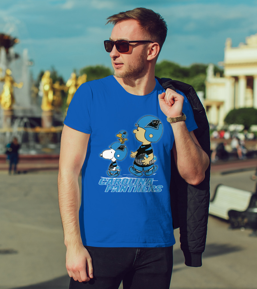 Snpfootball CAROLINA PANTHERS Peanuts Characters Blue Helmet T-Shirt