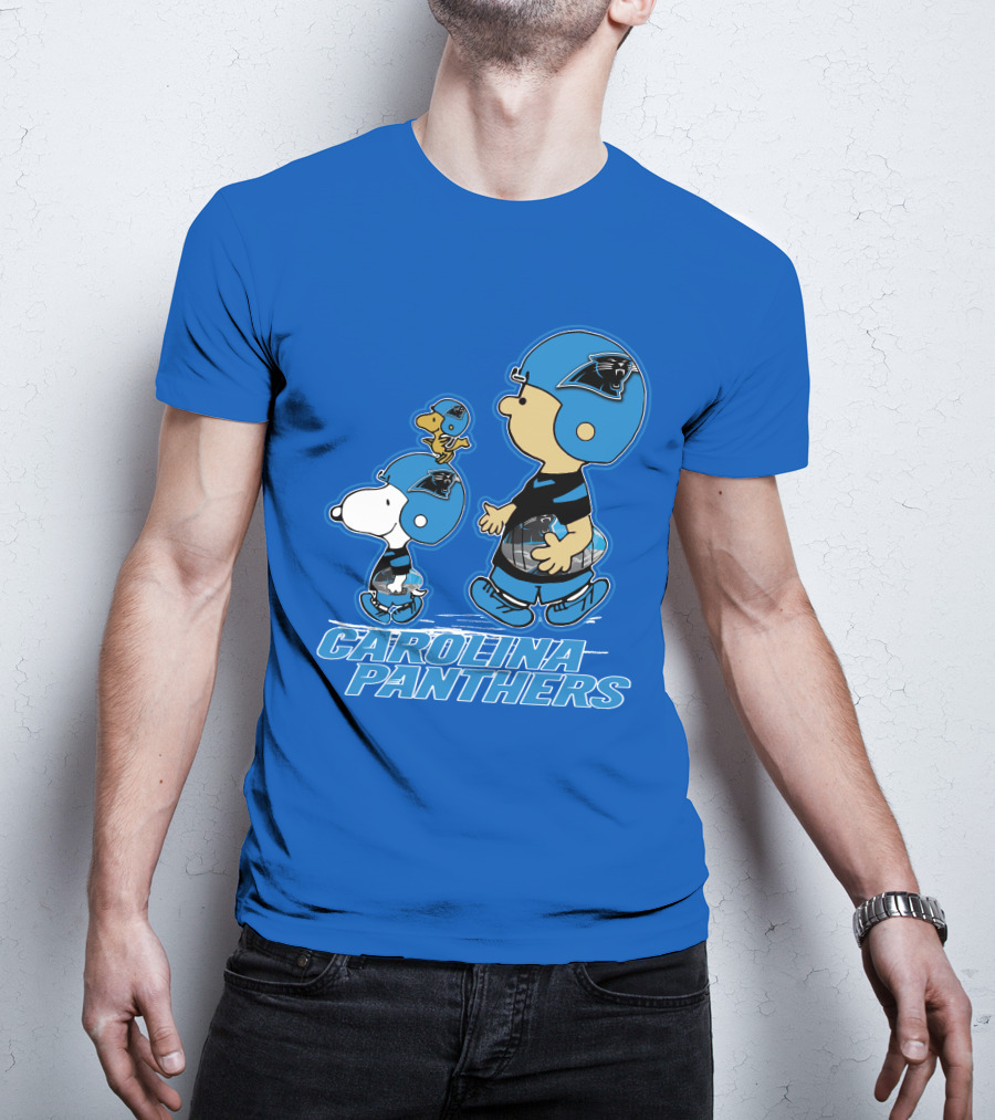 Snpfootball CAROLINA PANTHERS Peanuts Characters Blue Helmet T-Shirt