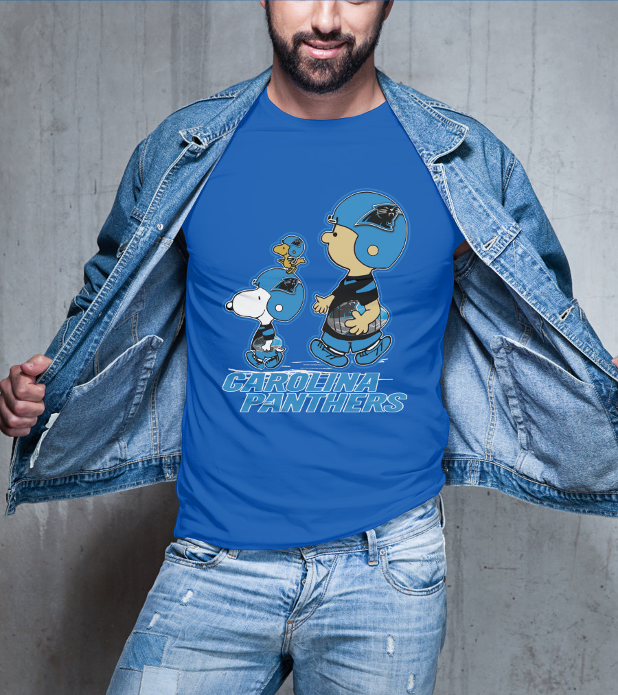 Snpfootball CAROLINA PANTHERS Peanuts Characters Blue Helmet T-Shirt