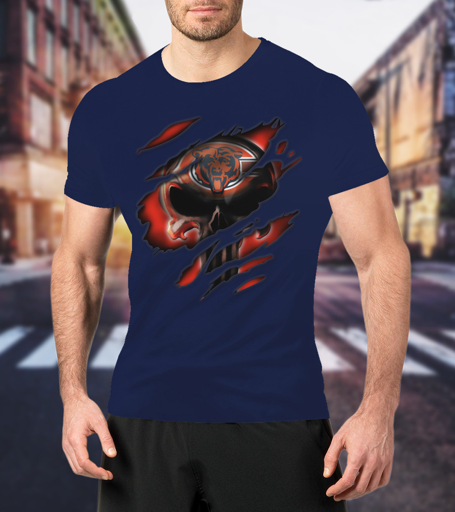 Chicago Bears 32 Skull Rips T-Shirt