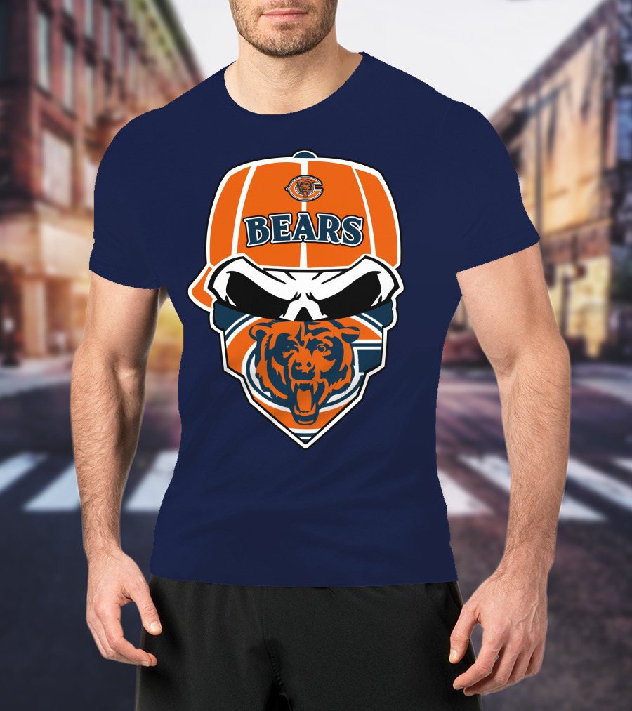 Chicago Bears 33 Skull Bandana Hat T-Shirt