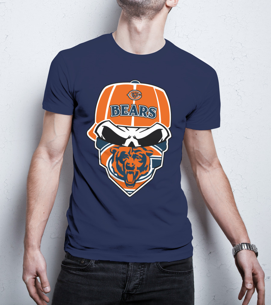 Chicago Bears 33 Skull Bandana Hat T-Shirt