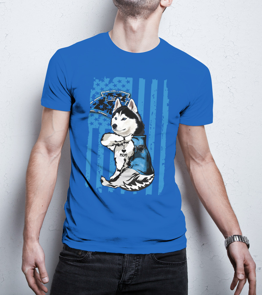 Siberian Husky Carolina Panthers I Love Mom Star T-Shirt