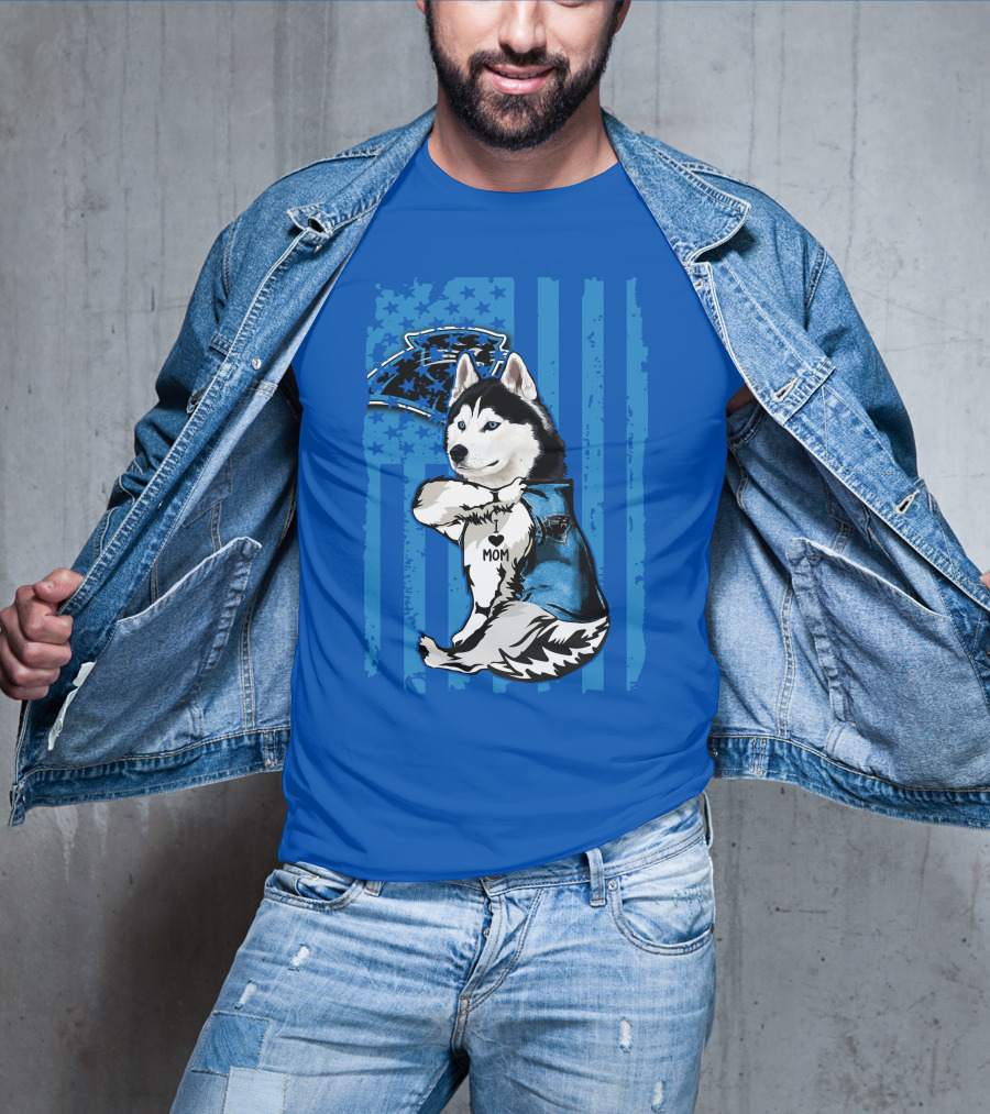 Siberian Husky Carolina Panthers I Love Mom Star T-Shirt