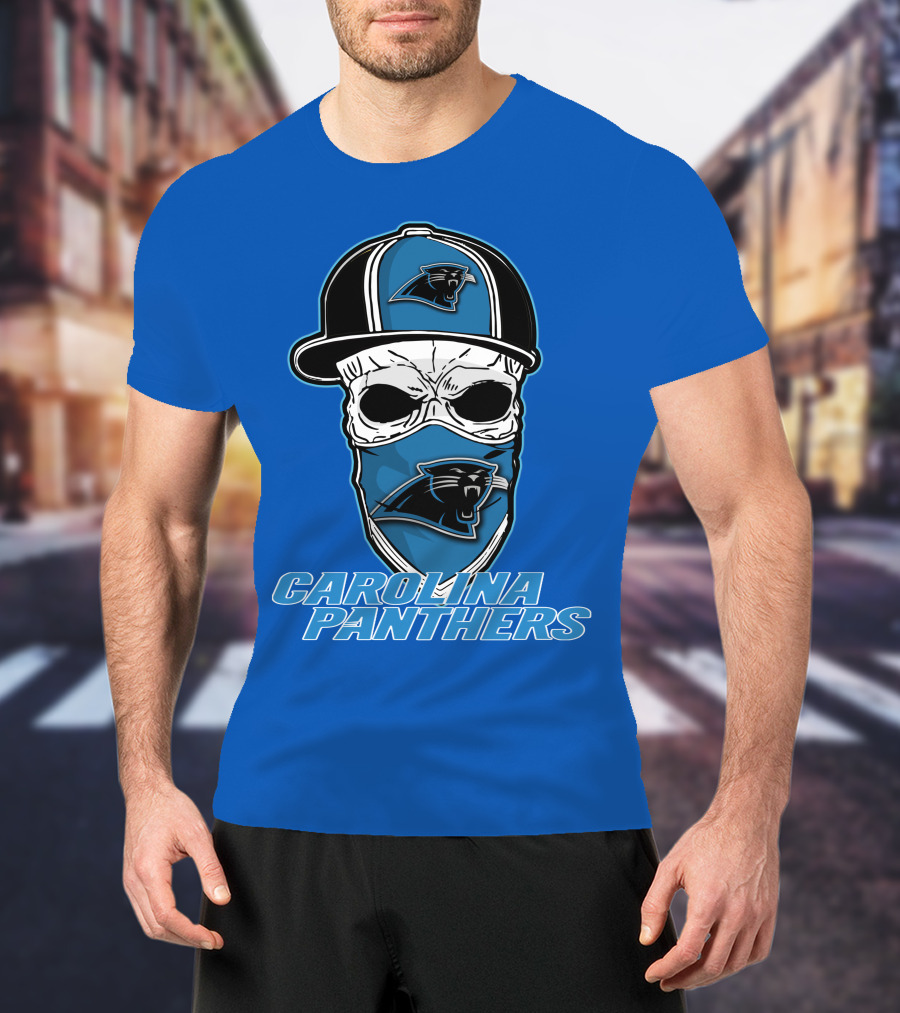CAROLINA PANTHERS Skull Hat T-Shirt