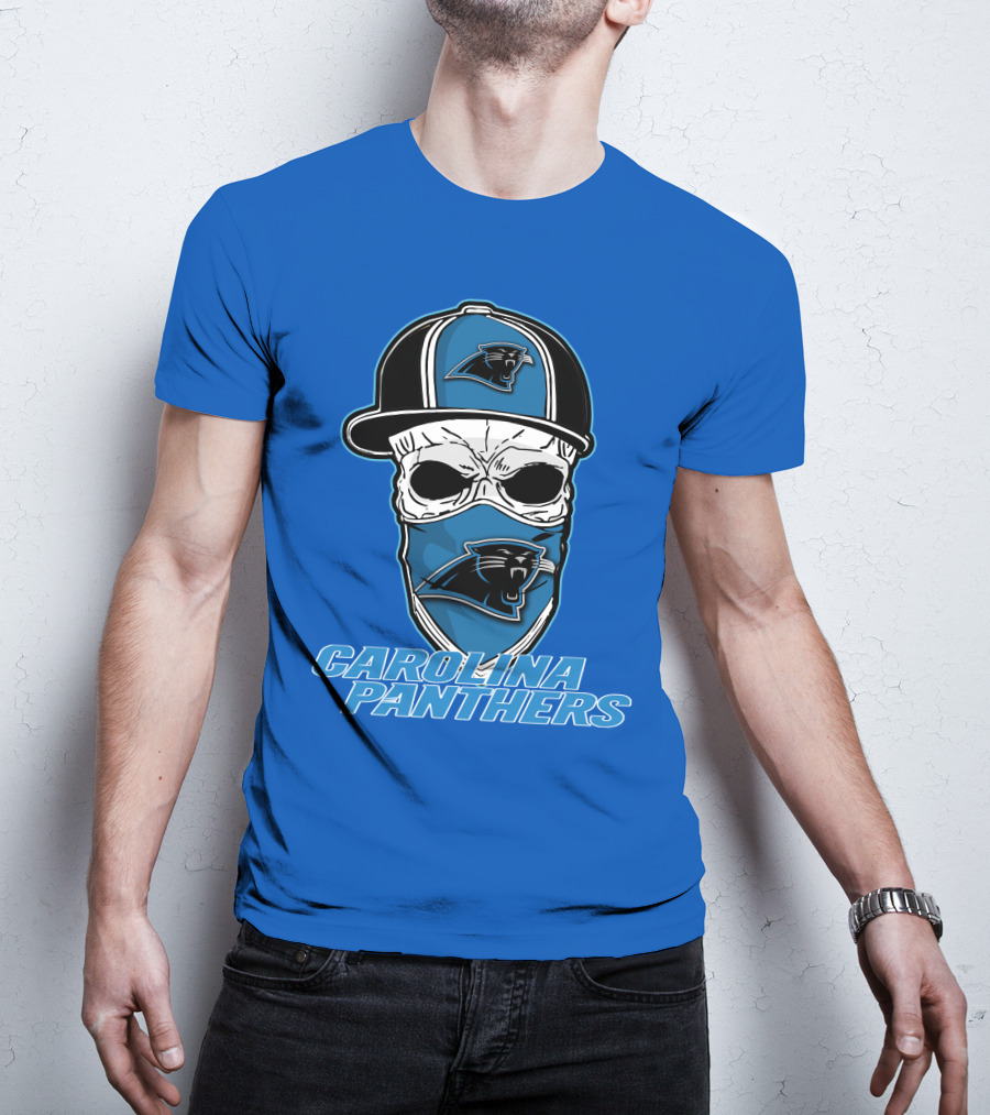 CAROLINA PANTHERS Skull Hat T-Shirt
