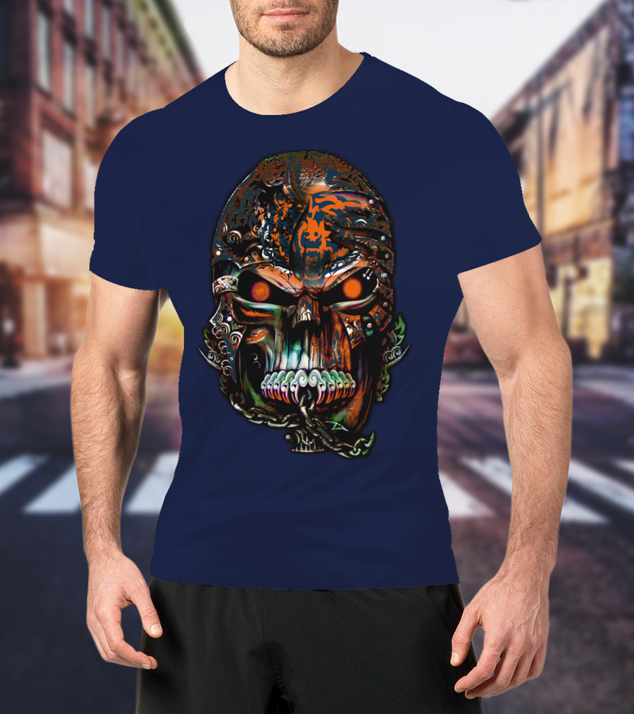 Chicago Bears Fiery Skull T-Shirt