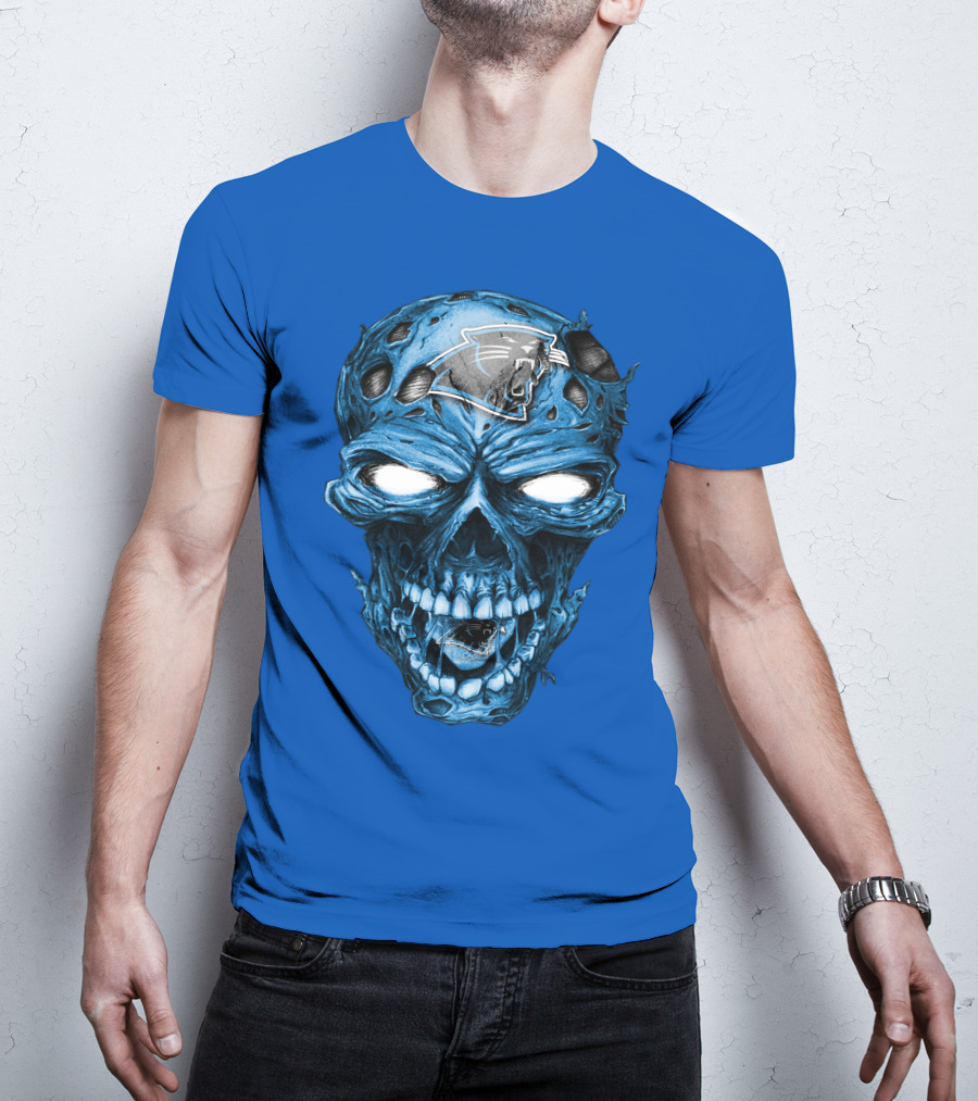 Carolina Panthers Blue Skull Supernatural Fan Gear T-Shirt
