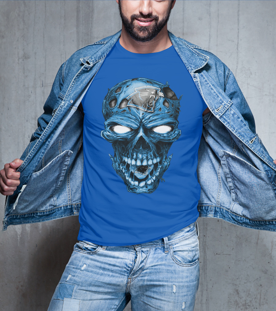 Carolina Panthers Blue Skull Supernatural Fan Gear T-Shirt