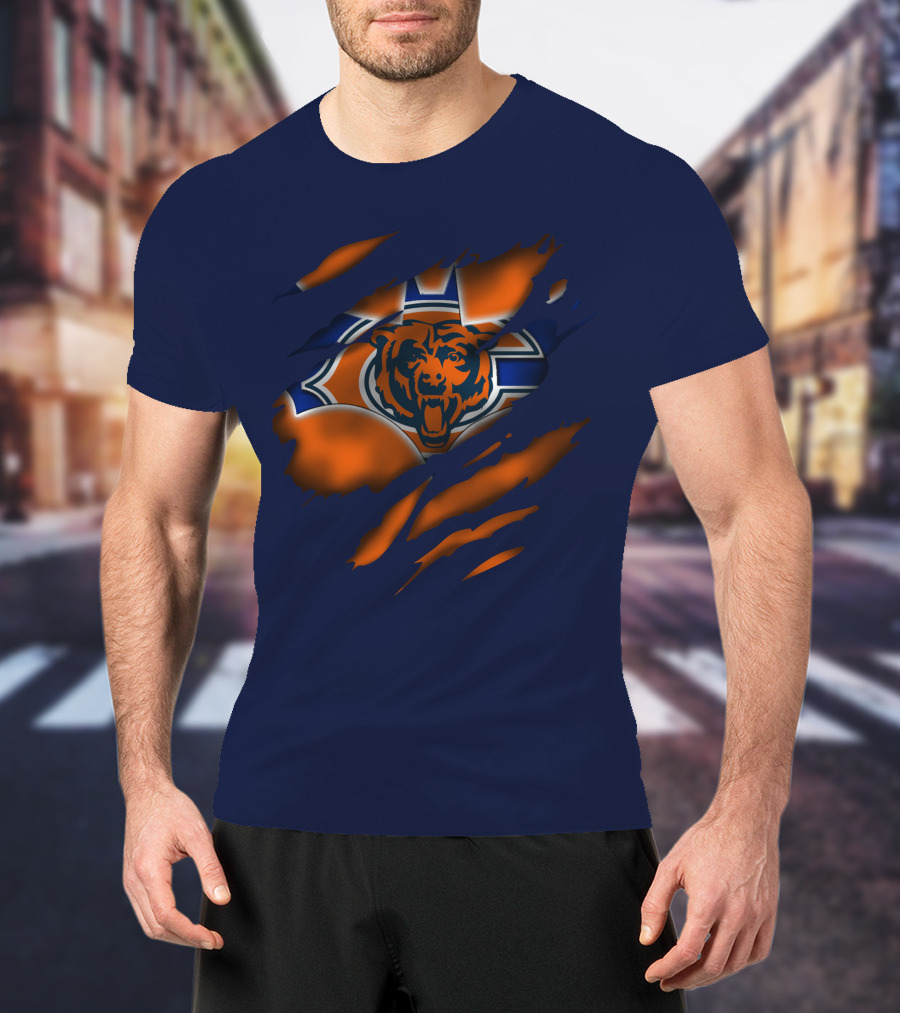 Chicago Bears 07 Vintage Logo Ripped Claw T-Shirt