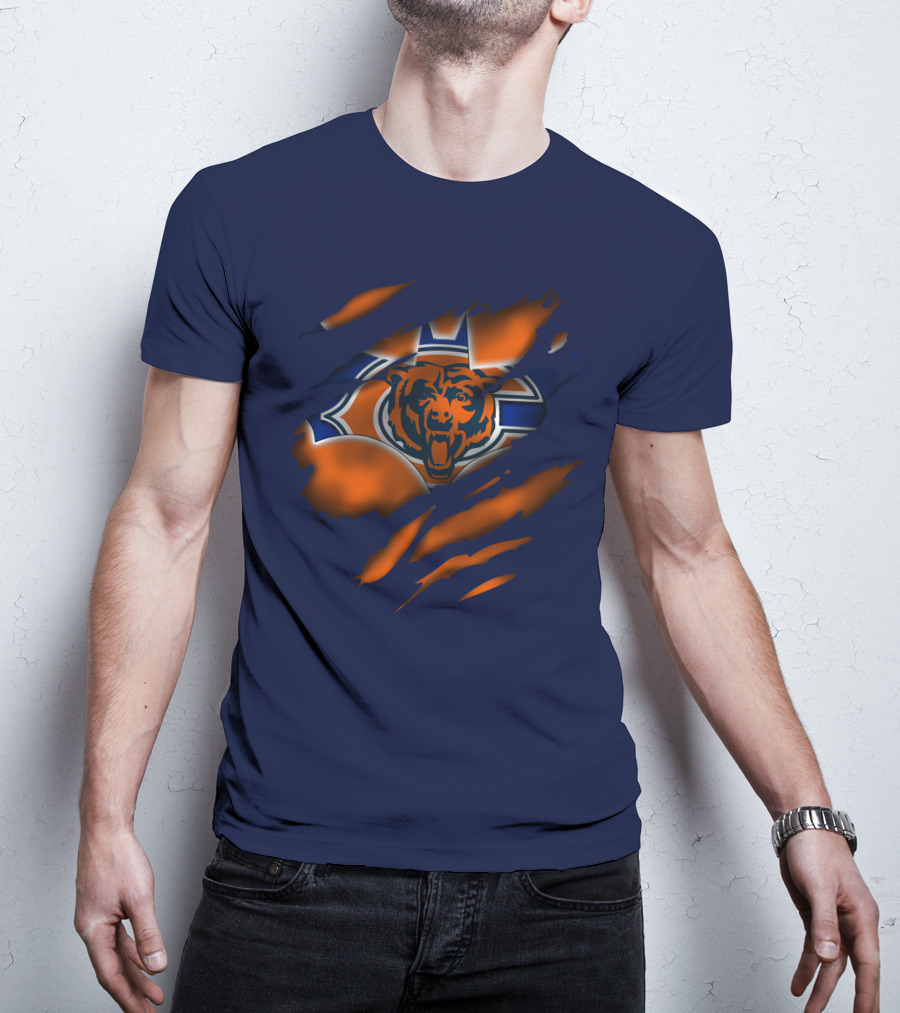 Chicago Bears 07 Vintage Logo Ripped Claw T-Shirt