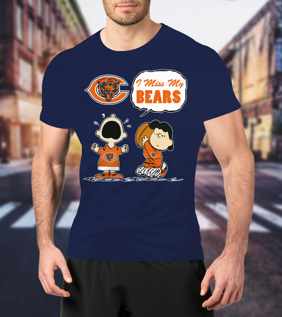 I Miss My Bears Chicago Bears Peanuts Characters T-Shirt