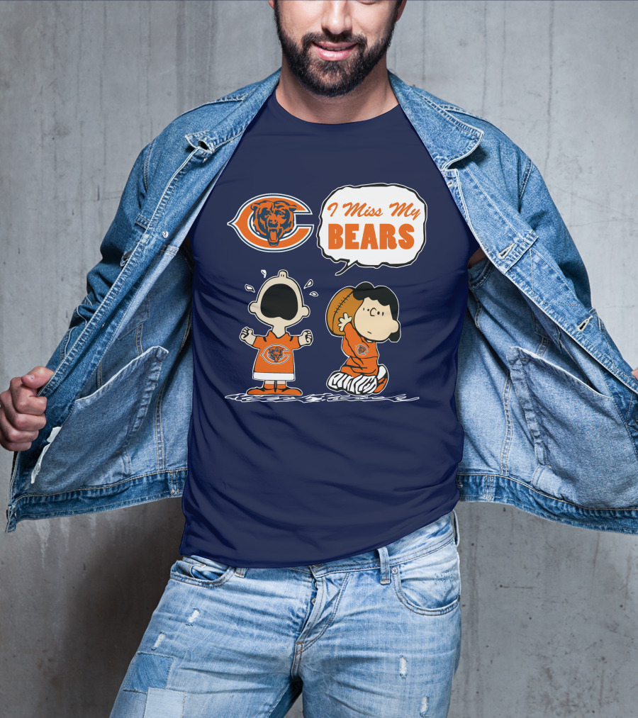 I Miss My Bears Chicago Bears Peanuts Characters T-Shirt