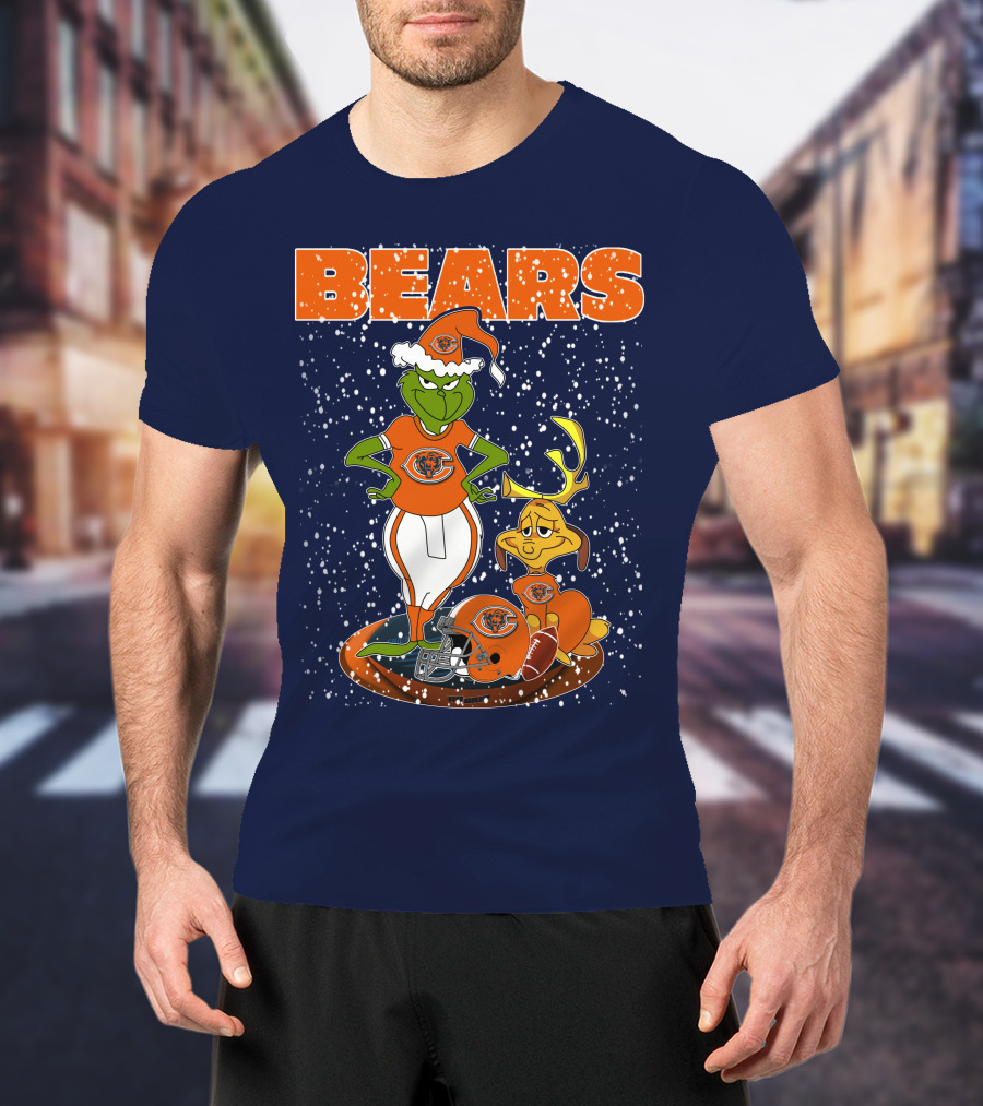 Grinchxmas BEARS Christmas Chicago Football Collaboration T-Shirt
