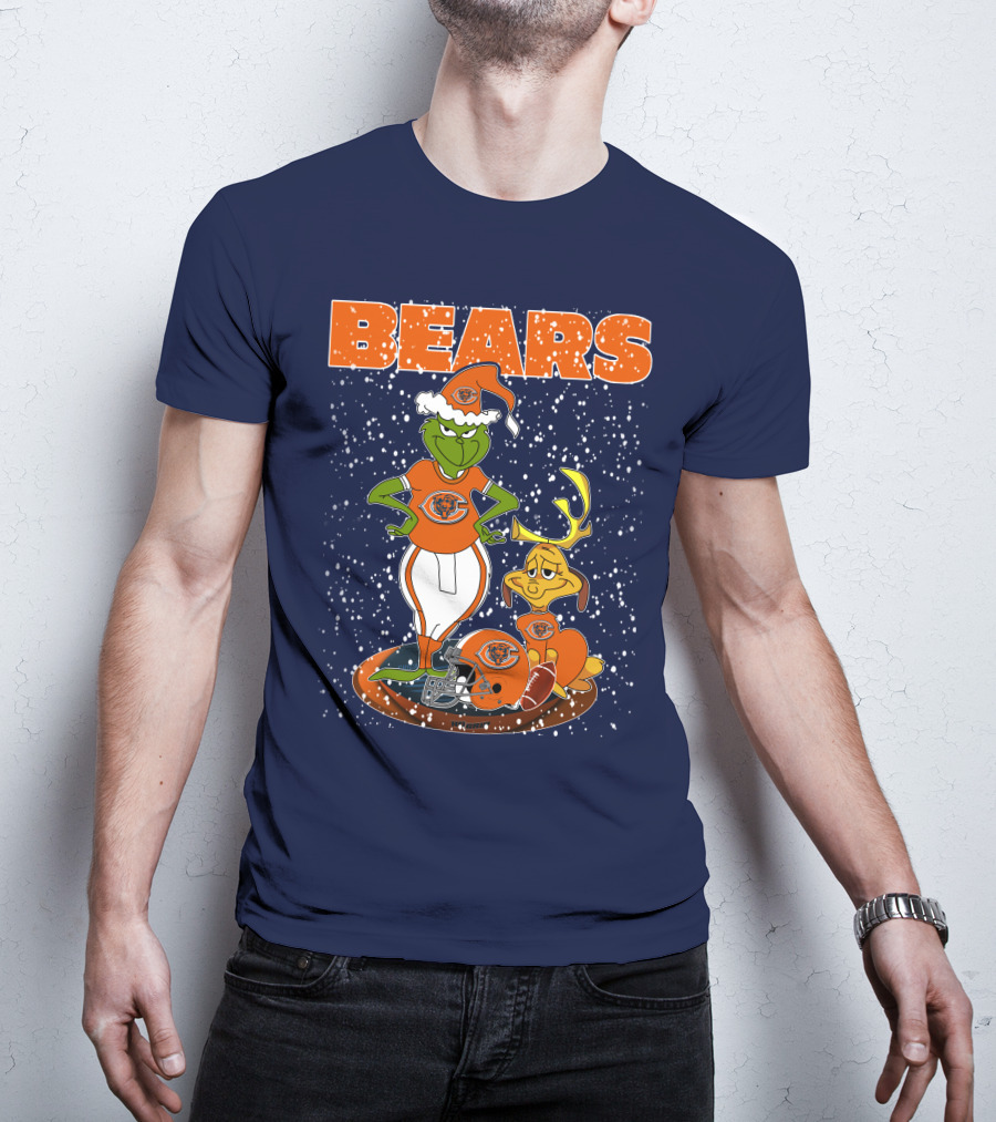 Grinchxmas BEARS Christmas Chicago Football Collaboration T-Shirt