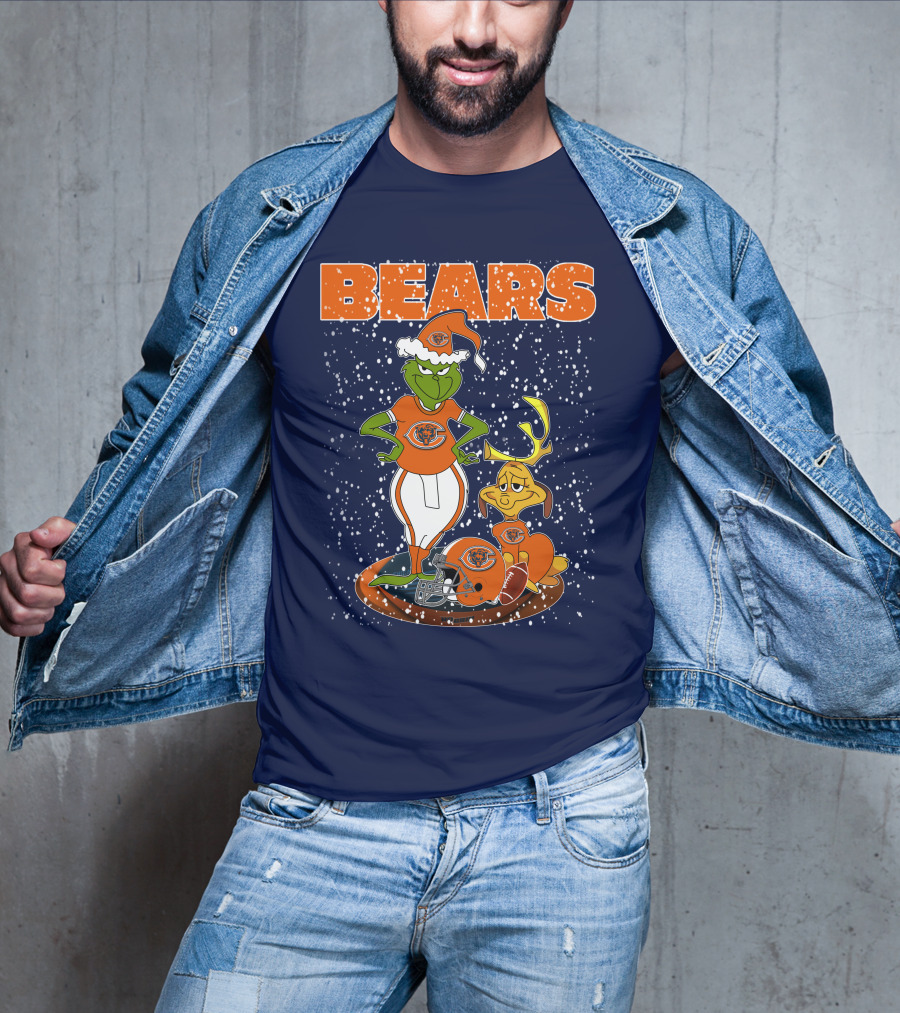 Grinchxmas BEARS Christmas Chicago Football Collaboration T-Shirt