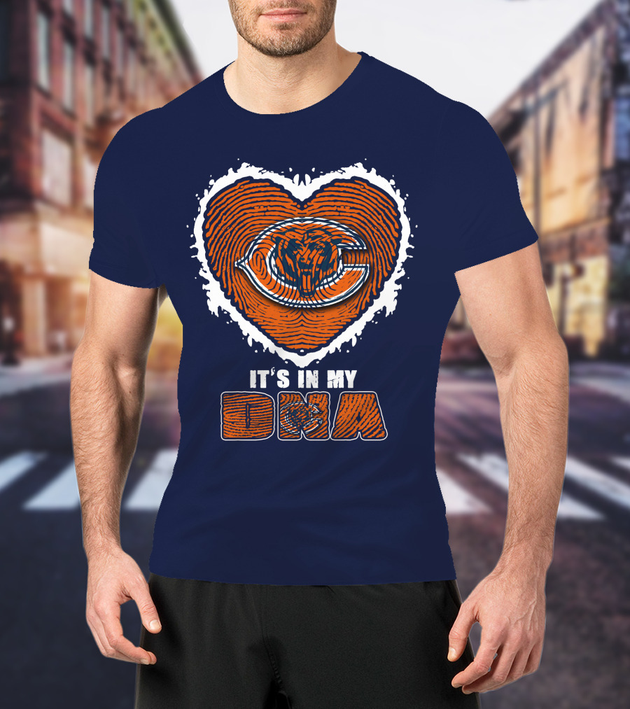 It's In My DNA Chicago Bears Heart Fingerprint T-Shirt