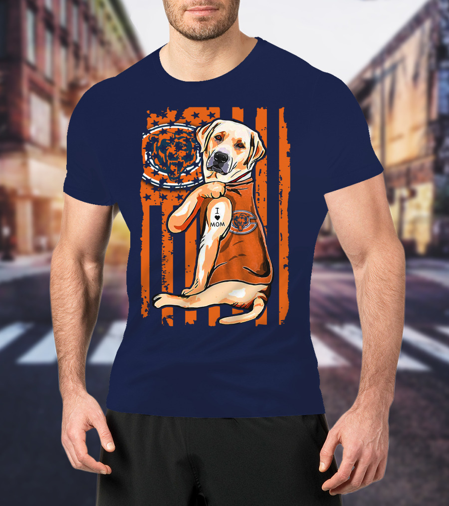 I LOVE MOM Labrador Retriever CHICAGO BEARS T-Shirt