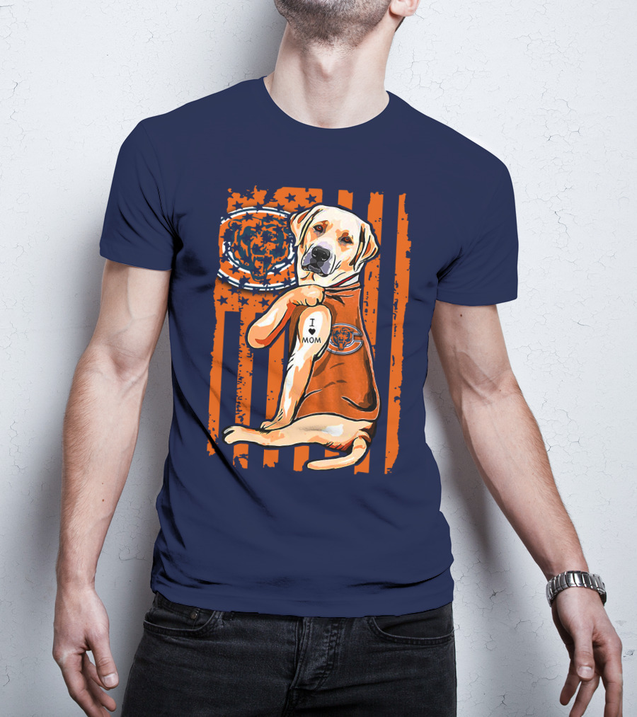 I LOVE MOM Labrador Retriever CHICAGO BEARS T-Shirt