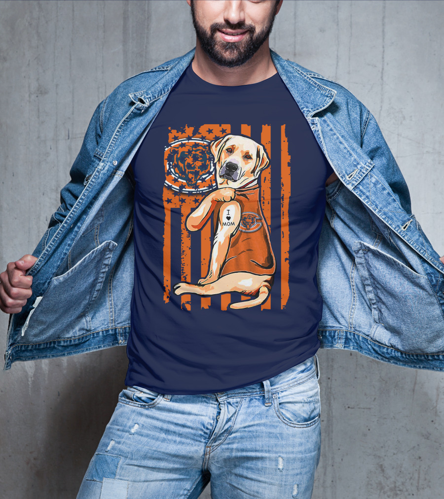 I LOVE MOM Labrador Retriever CHICAGO BEARS T-Shirt