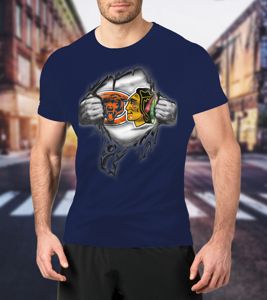 Chicago Bears Blackhawks Fan Mashup T-Shirt