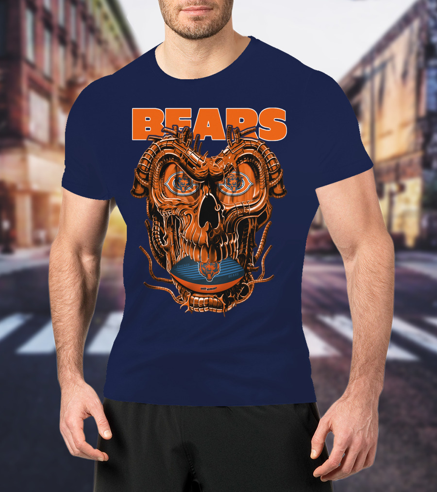 BEARS Dragonskull Football CHICAGO T-Shirt