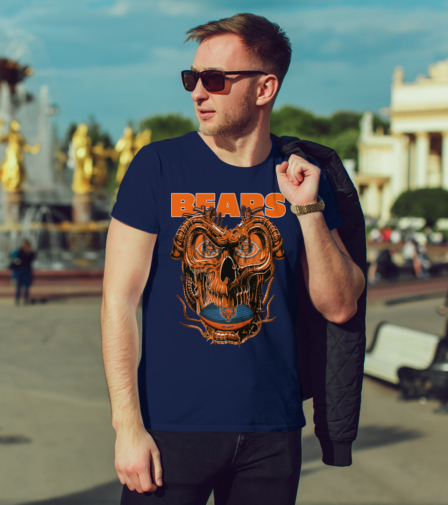 BEARS Dragonskull Football CHICAGO T-Shirt