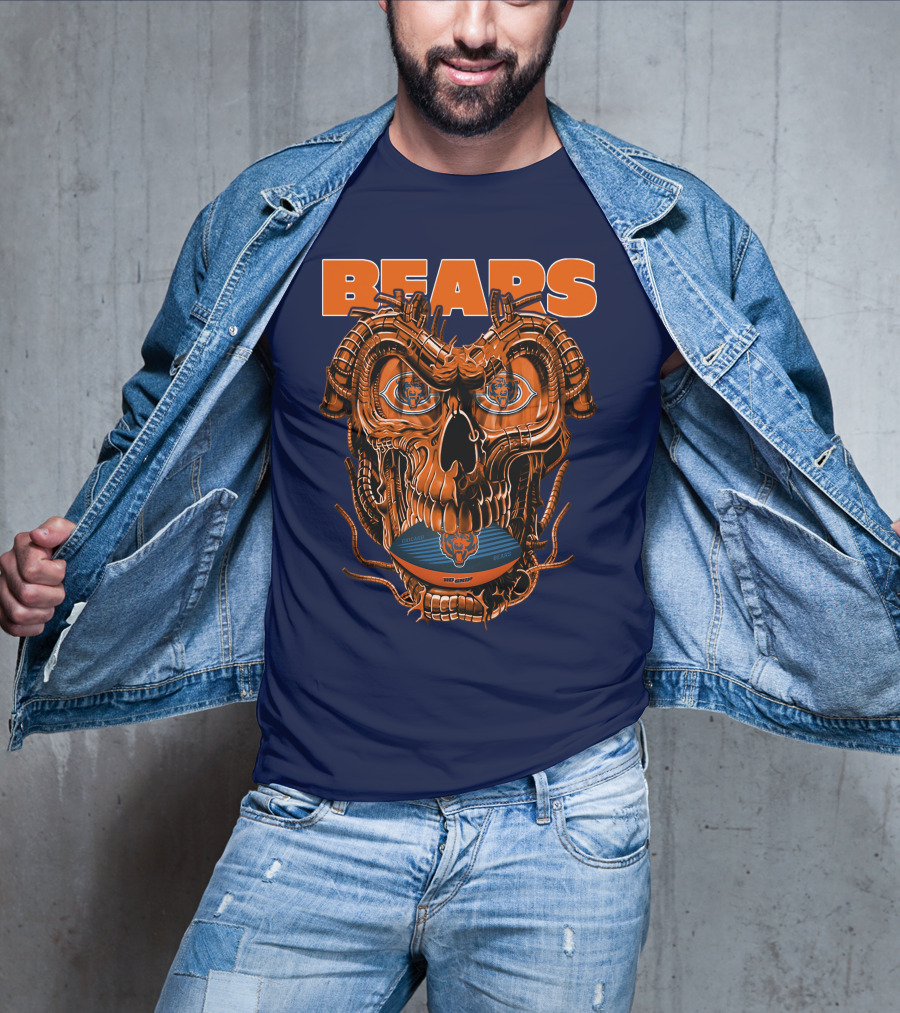 BEARS Dragonskull Football CHICAGO T-Shirt